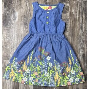 Girls Penelope Mack Blue Floral Dress Sz 4T